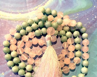 Amazonite & Rose Quartz 108 Bead Mala