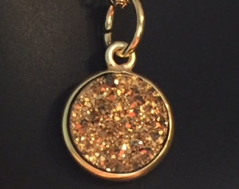 Sparkling Gold Druzy & Sterling Silver Necklace