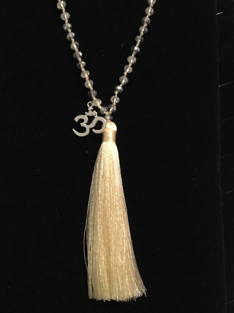 Tassel White Crystal Necklace Etsy