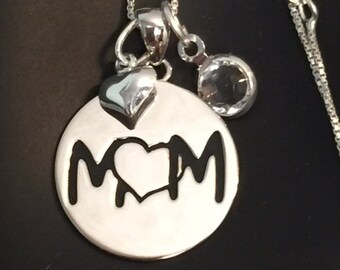 Mother's Day 2 sided Sterling Silver Mom Pendant