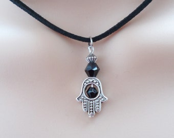 hamsa choker - protection necklace - beaded choker - womens accessories