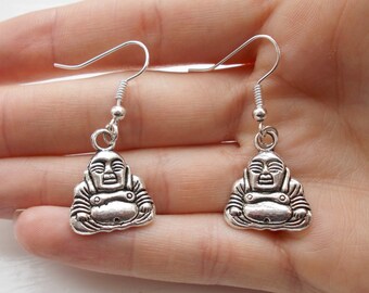 buddha earrings silver earrings spiritual jewellery handmade earrings silver buddha charm earrings fashion jewellery zen jewellery gift her