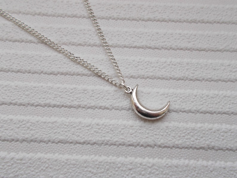 moon necklace silver necklace with charm simple everyday jewellery gift for women minimalist jewellery image 2