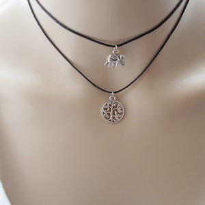 double choker necklace elephant and tree of life choker black choker layered choker image 1