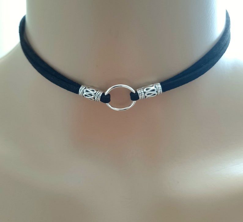 ring choker necklace black circle choker discreet day collar for her centre ring choker image 6