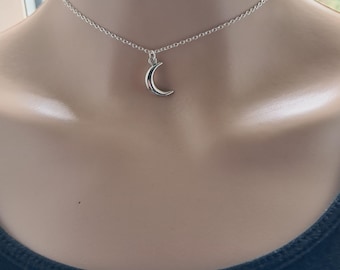 Silver Moon Choker: Dainty silver necklace with charm, minimalist jewellery for her