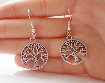 Silver Tree of Life Earrings: Handmade Dangle Earrings