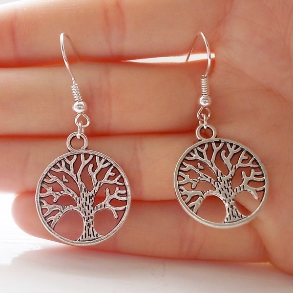 tree of life earrings silver earrings fashion earrings handmade earrings silver tree earrings dangle earrings gift for her drop earrings
