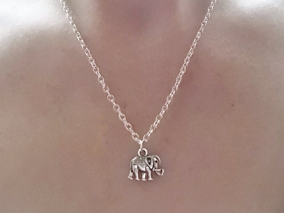 silver elephant necklace a simple silver necklace for | Etsy