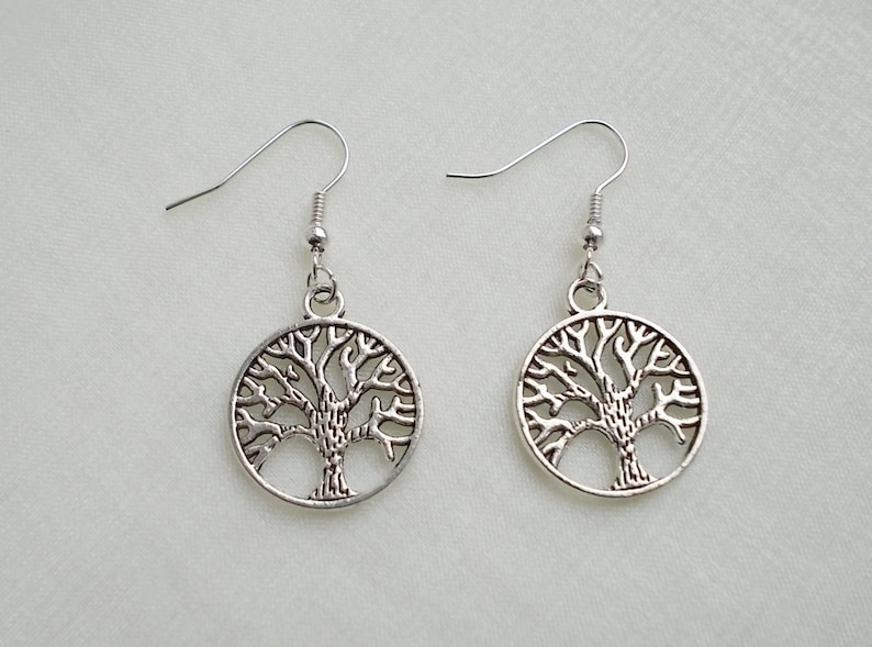 tree of life earrings silver earrings fashion earrings handmade earrings silver tree earrings dangle earrings gift for her drop earrings image 3