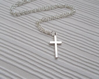 silver cross necklace, simple silver necklace for women, everyday necklace with charm, gift for her, silver jewellery