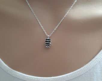 silver pine cone necklace, a dainty fine chain necklace with charm, minimalist jewellery for women