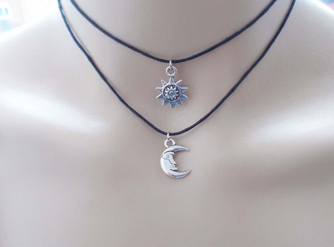 Moon and Sun Double Cord Choker -minimalist Jewellery - Layered ...