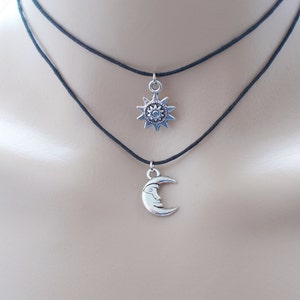 moon and sun double cord choker -minimalist jewellery - layered necklace for women
