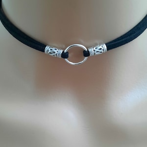 ring choker necklace black circle choker discreet day collar for her centre ring choker image 4