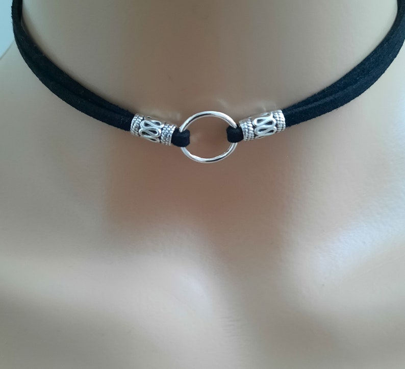 ring choker necklace black circle choker discreet day collar for her centre ring choker image 4