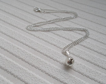 jingle bell necklace - christmas necklace - dainty necklace - silver bell charm