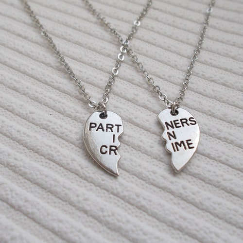 Partners in crime necklace set 2 necklaces set best friends BFF besties gift 