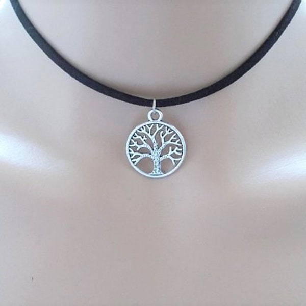 tree of life choker necklace - boho jewellery for women - black choker for layering