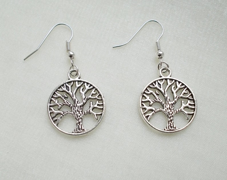 tree of life earrings silver earrings fashion earrings handmade earrings silver tree earrings dangle earrings gift for her drop earrings image 2