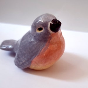 Ceramic bird, Gray and Pink Table decoration, Gift for birds lover, Small ceramic handmade gift, Gift for animals lover, Handmade souvenirs