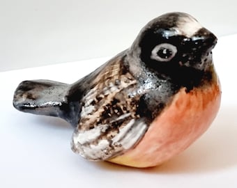 Hand-Painted Ceramic Bird Figurine: Vibrant Home Decor
