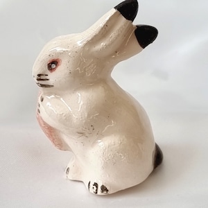 White ceramic bunny, Handmade gift for daughter, Home decor, Small gift for bunny lover, Cute animal figurine, Thank you gift