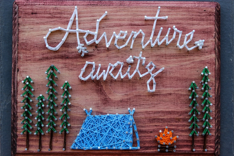 Adventure Awaits Camping String Art Etsy