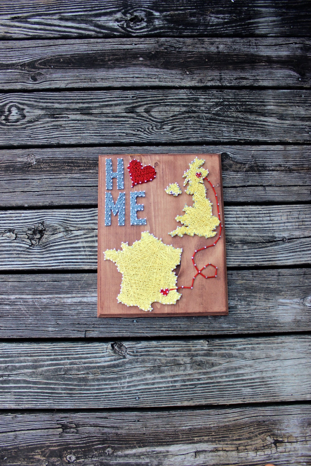 Home Is Where The Heart Is Nail And String Art Wall Decor Etsy