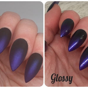 Gothic Horror Halloween | Painted False Nails | Fake Nails | Press on Nails | Glue on Nails | Purple | Gloss Matte