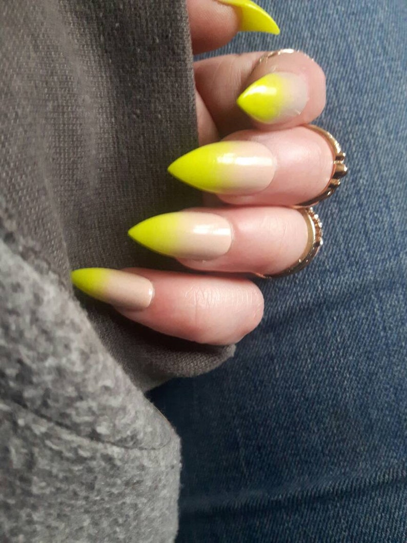 Neon  Ombre Fluorescent Illuminous Hand Painted False Nails image 0