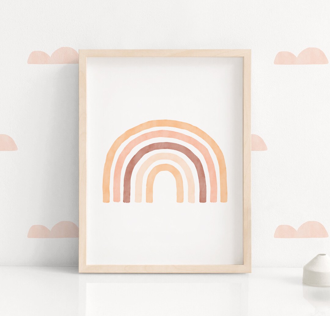 Rainbow Neutral Boho Nursery Kids Wall Art Neutral Rainbow Digital ...