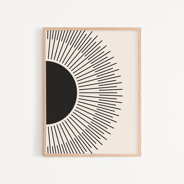 Modern Sun Wall Art | Abstract Sun Print | Boho Art | Mid Century Sun Poster |Sunshine Wall Art | Printable Sun Art | Boho Sunburst