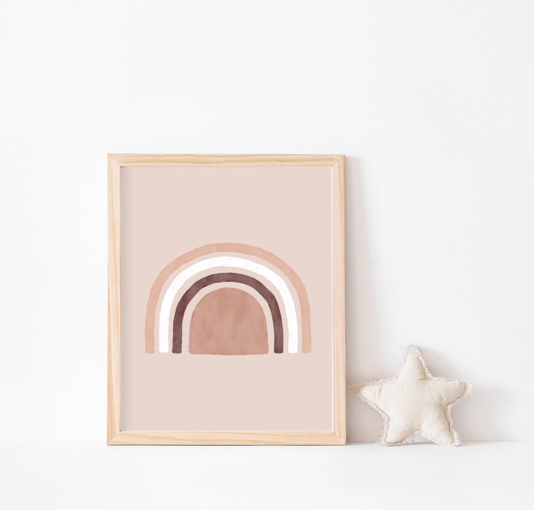 Rainbow Neutral Boho Nursery Kids Wall Art Neutral Rainbow Digital ...