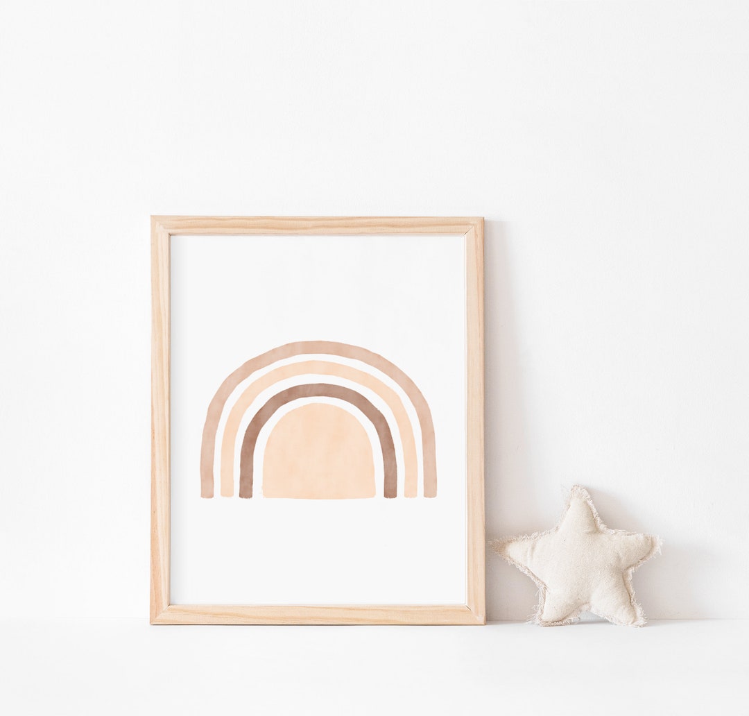 Rainbow Neutral Boho Nursery Kids Wall Art Neutral Rainbow Digital ...