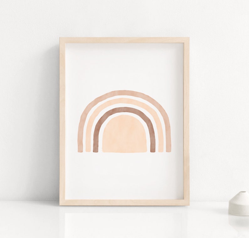 Rainbow Neutral Boho Nursery Kids Wall Art Neutral Rainbow Digital ...