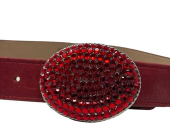 BB Simon Crystal Belt Cherry Red Womens Size Small Vintage 