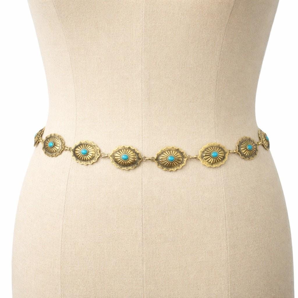 Gold and Turquoise Concho Belt - Etsy display picture 1