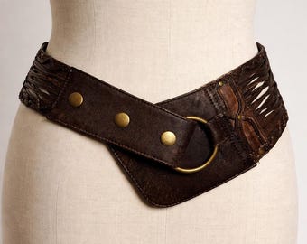 Hipsterrr Mimi Dress Gürtel mit Reißverschlusstasche aus braunem Leder Damen Größe Large