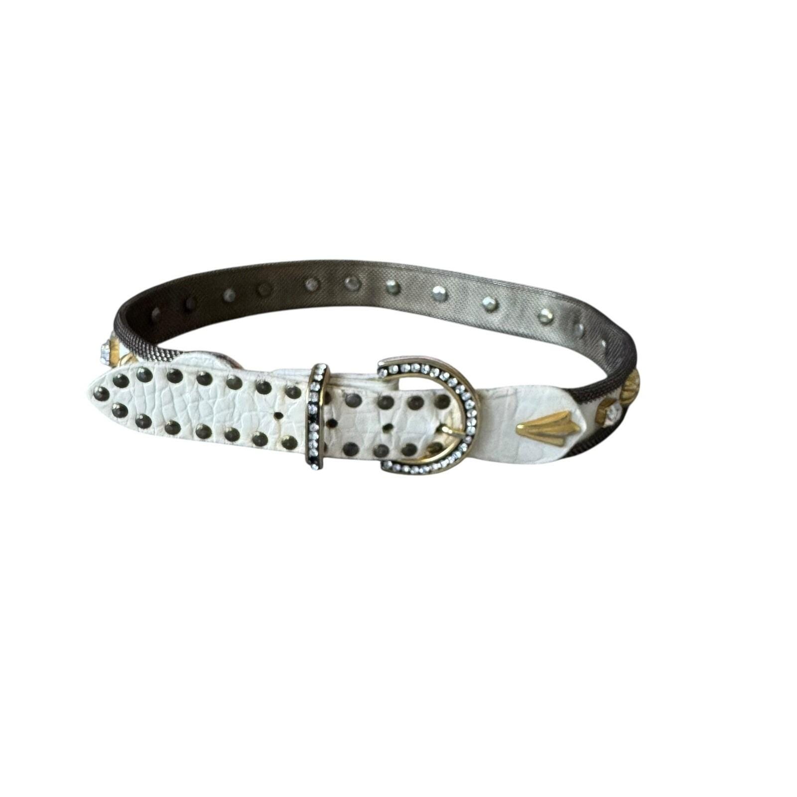 Vintage Sand Castle NY White Leather Belt Studded Studs 