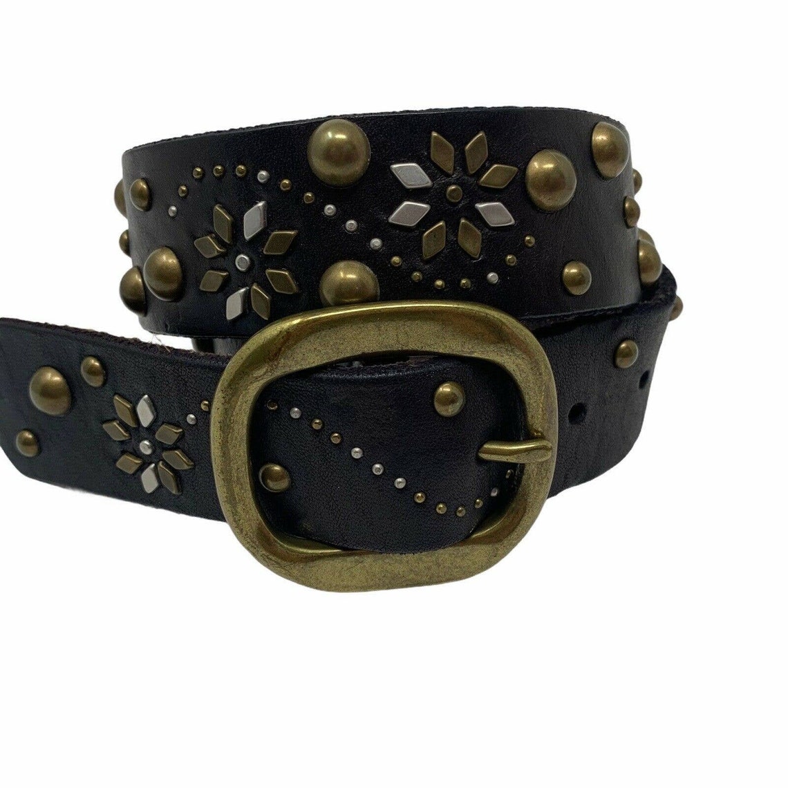 LUCKY BRAND Womens leather belt size Medium studded boho Etsy