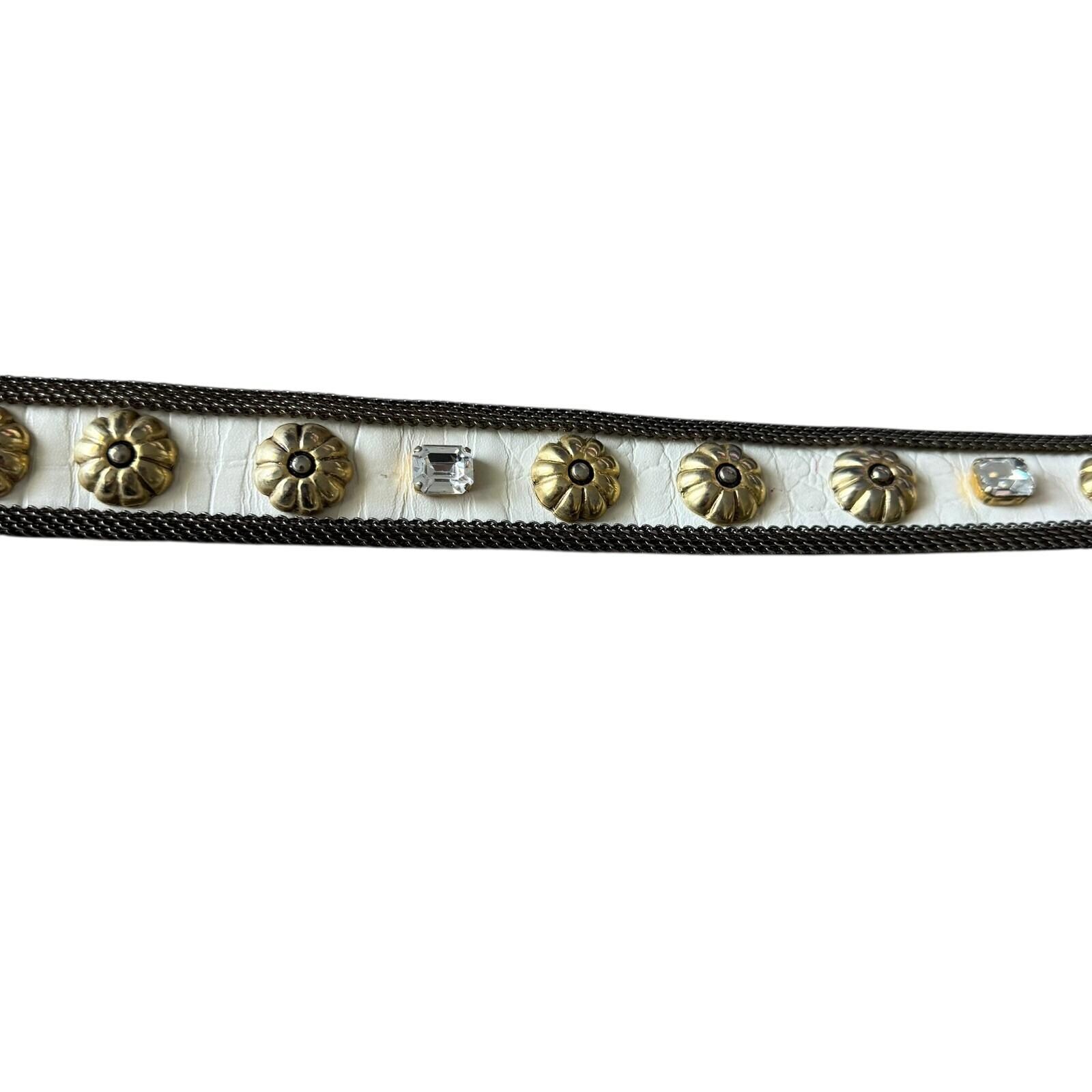 Vintage Sand Castle NY White Leather Belt Studded Studs  display picture 3