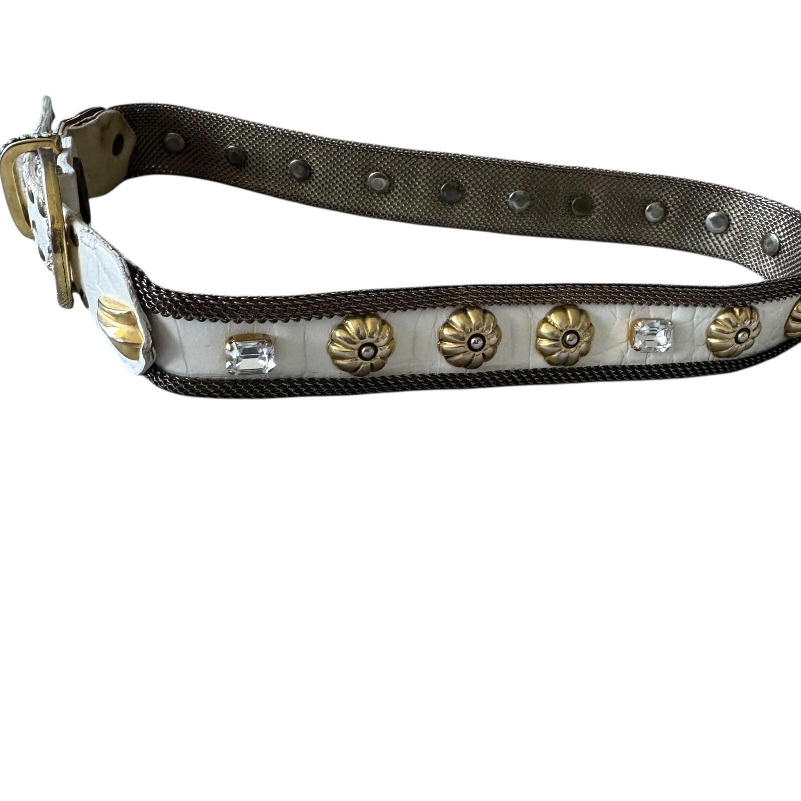 Vintage Sand Castle NY White Leather Belt Studded Studs 