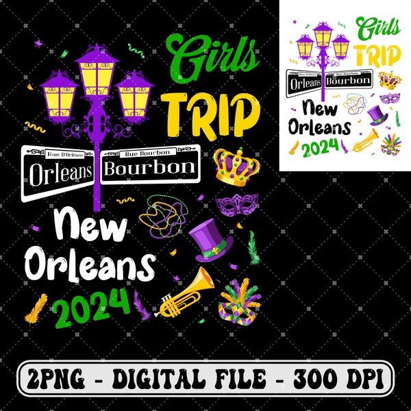 Viaje de niñas Nueva Orleans 2024 Mardi Gras Png, Mardi Gras Png, Carnaval divertido Png, Atuendo de Mardi Gras Png, Nueva Orleans Png