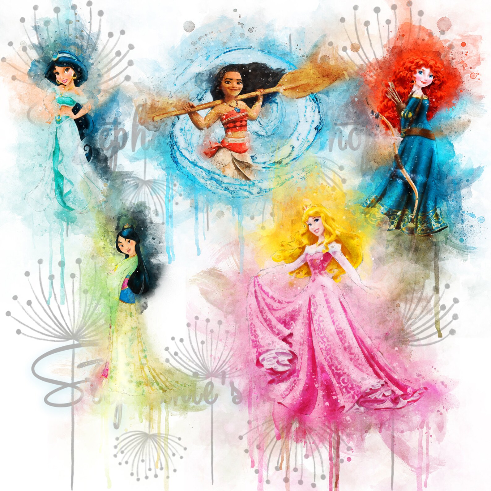 Princess Clipart Watercolors Set | Etsy