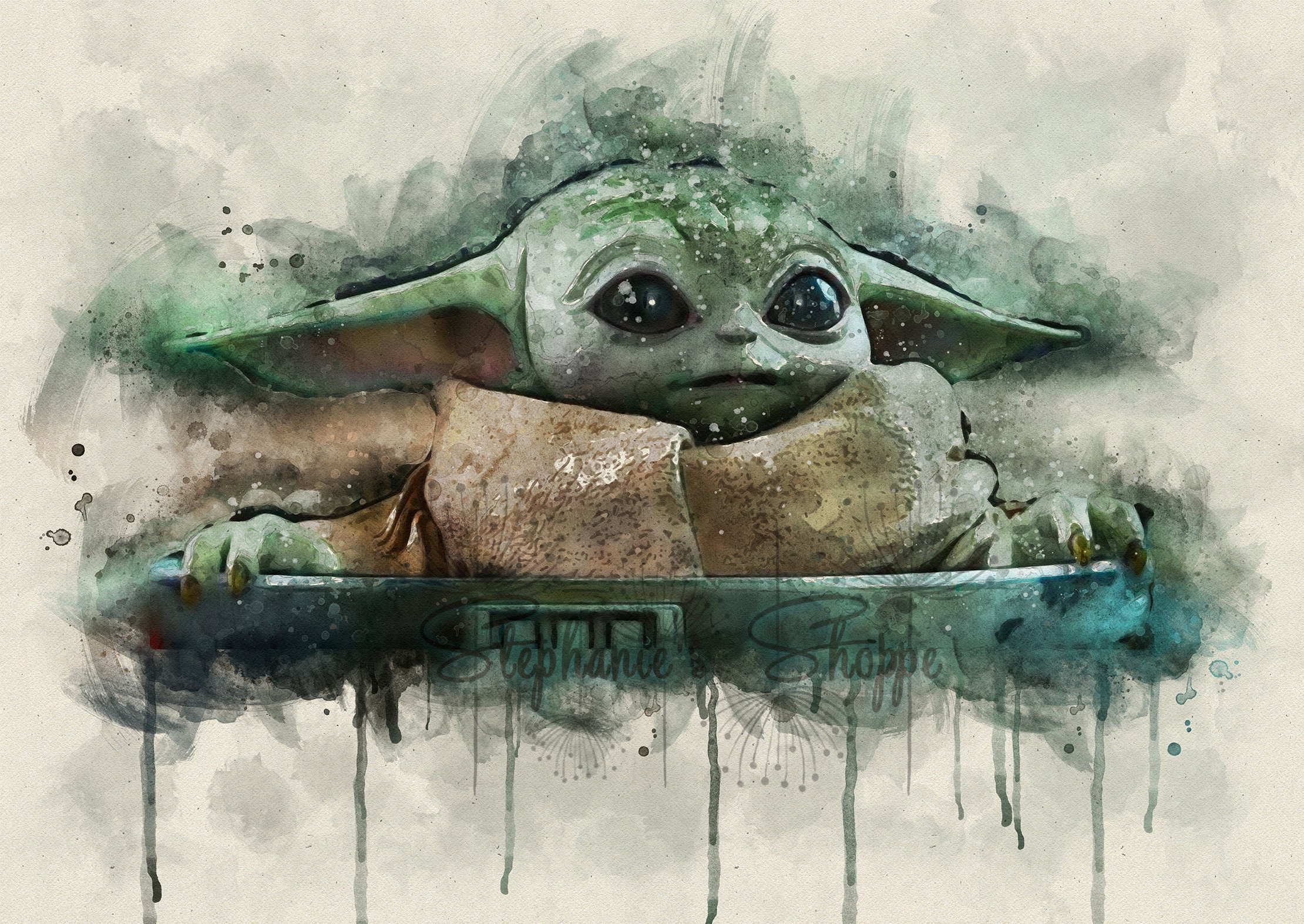 Baby Yoda Mandalorian Watercolor Telechargement Numerique Etsy Baby Yoda Mandalorian Watercolor Telechargement Numerique Etsy