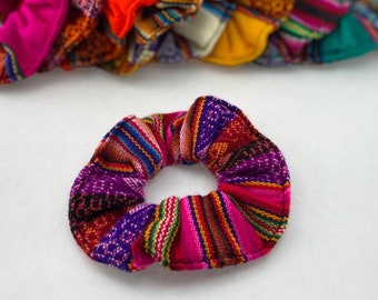 Scrunchie - Ethnic Scrunchies, Solid and Multicolor Hair Ties, Boho Aztec Hair Elastic, Ponytail Holder, Bun Tie, Gift for her, Party Favor