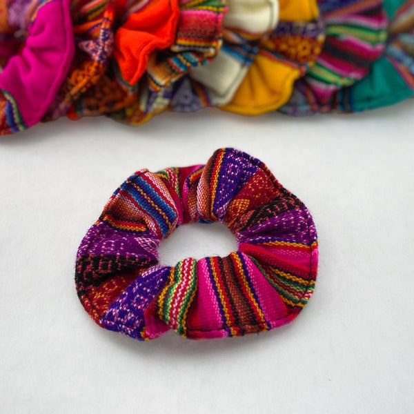 Scrunchie - Ethnic Scrunchies, Solid and Multicolor Hair Ties, Boho Aztec Hair Elastic, Ponytail Holder, Bun Tie, Gift for her, Party Favor