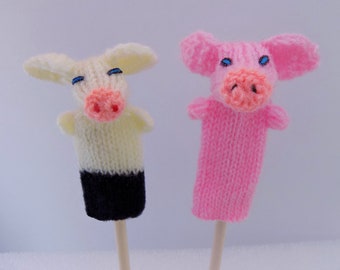 Pig Finger Puppet - Pink Pig, White Pig, Farm Animal, Handmade Toy for Creative Learning, Baby Shower Gift, Toddler Present, Party Favor