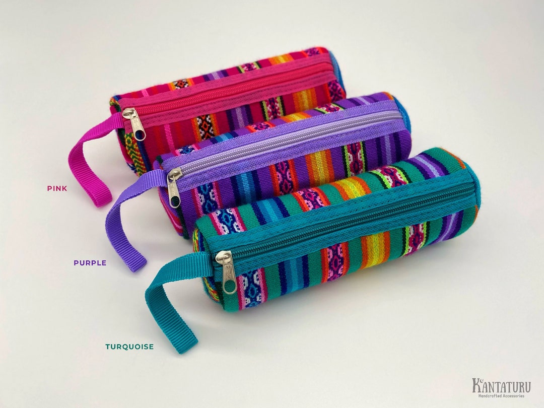 Ethnic Pencil Pouch, Multicolor Handmade Zipper Pouch, Boho Style